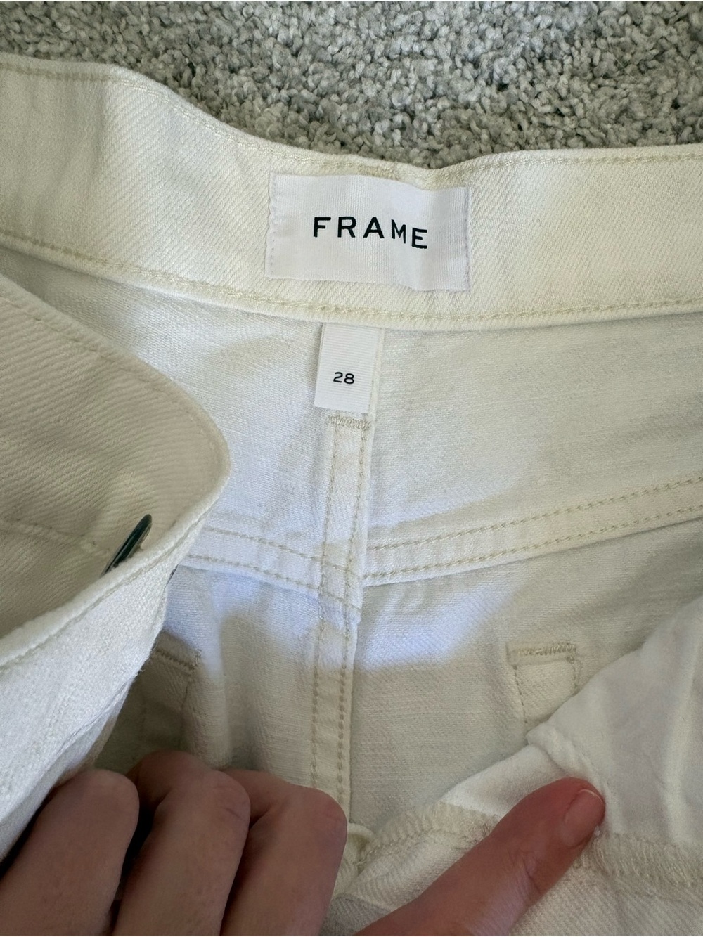 Frame Denim White High-Rise Pleated Jean Shorts - Picture 2 of 3
